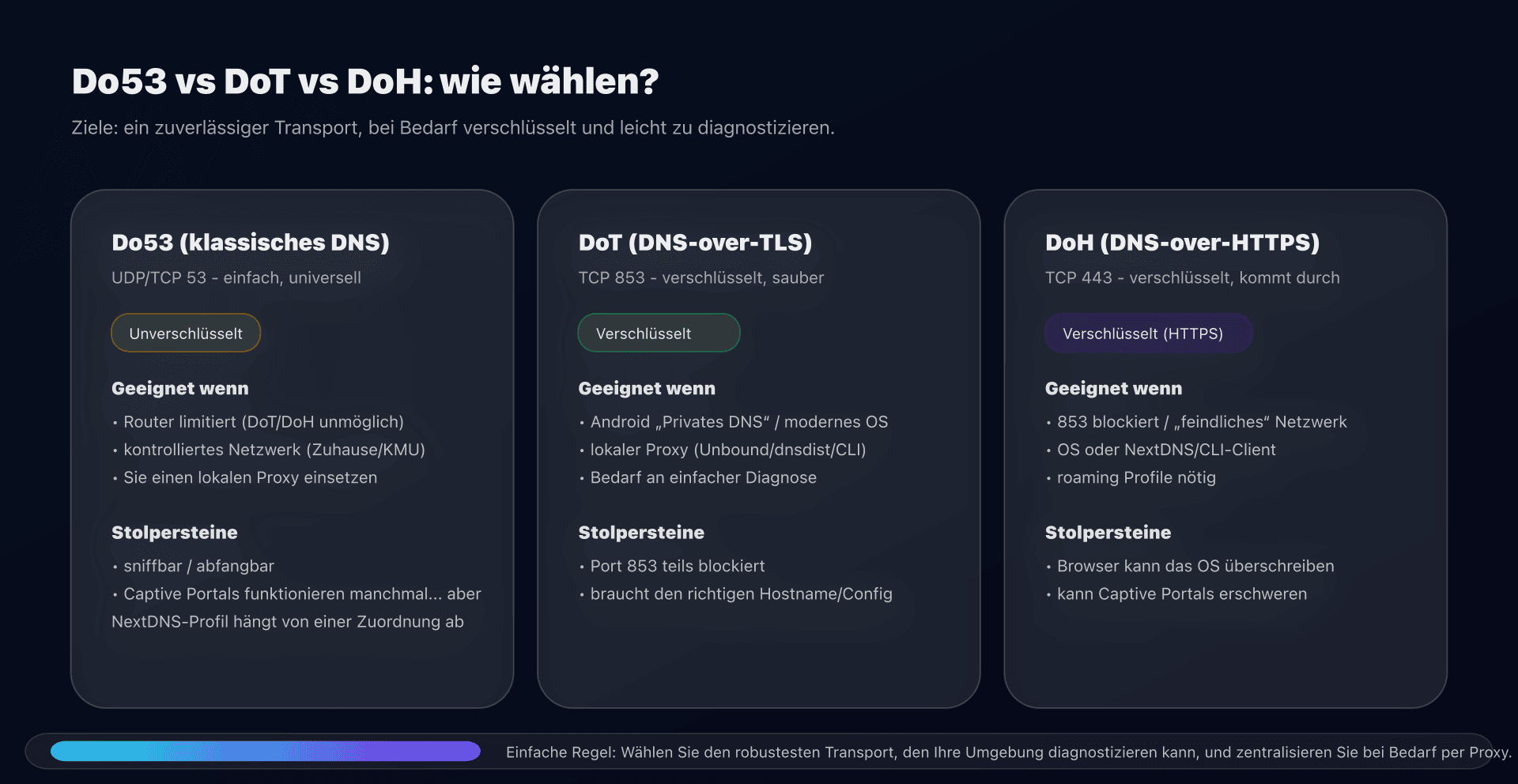 DoH vs DoT: Transport passend zum Kontext