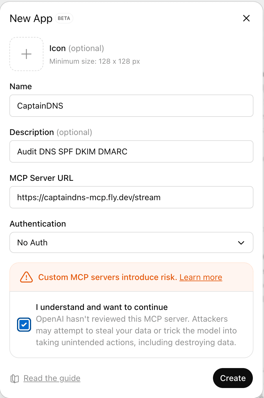 Screenshot: criar conector