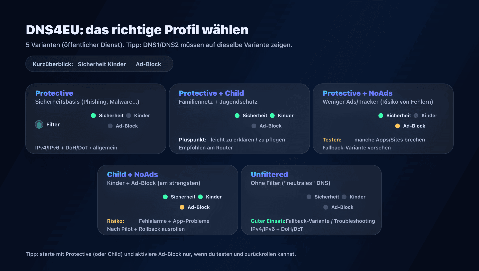 DNS4EU-Optionen: Profile und Use Cases