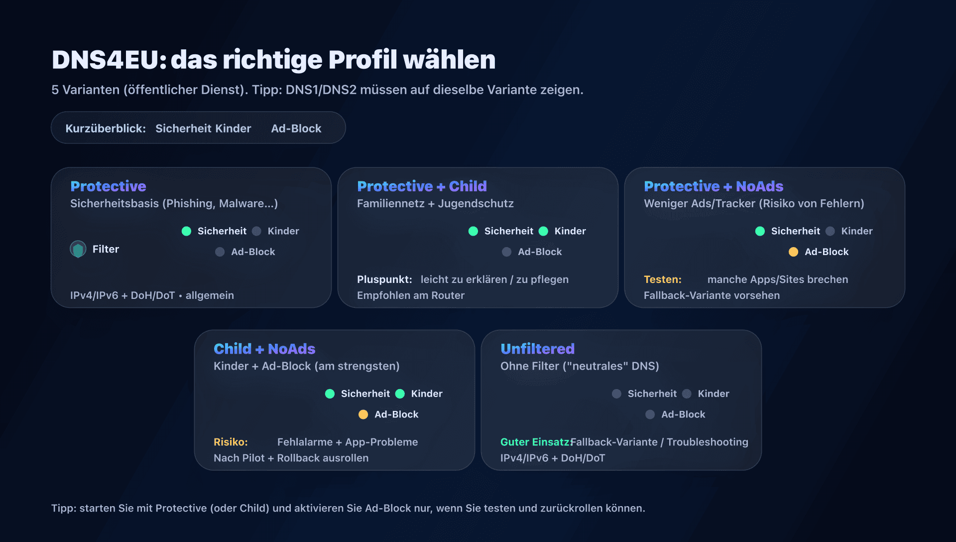 DNS4EU-Optionen: Profile und Use Cases
