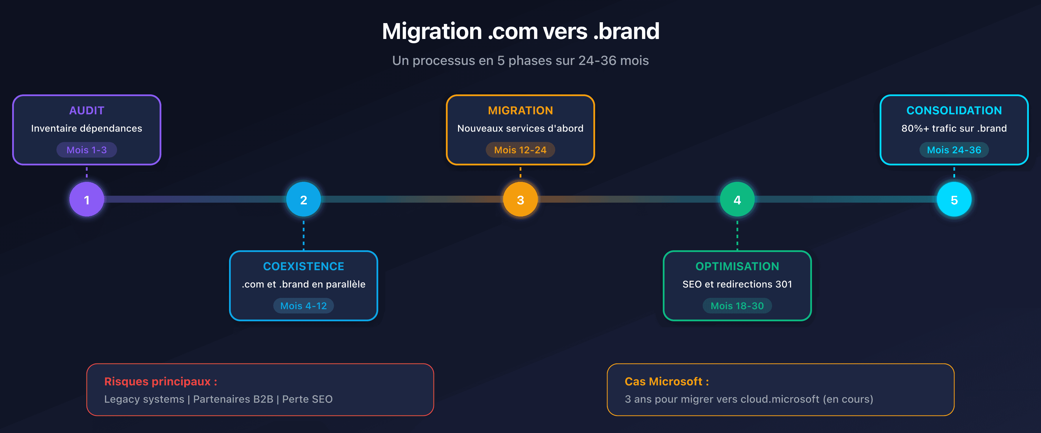 Phases et risques d'une migration vers un .brand TLD