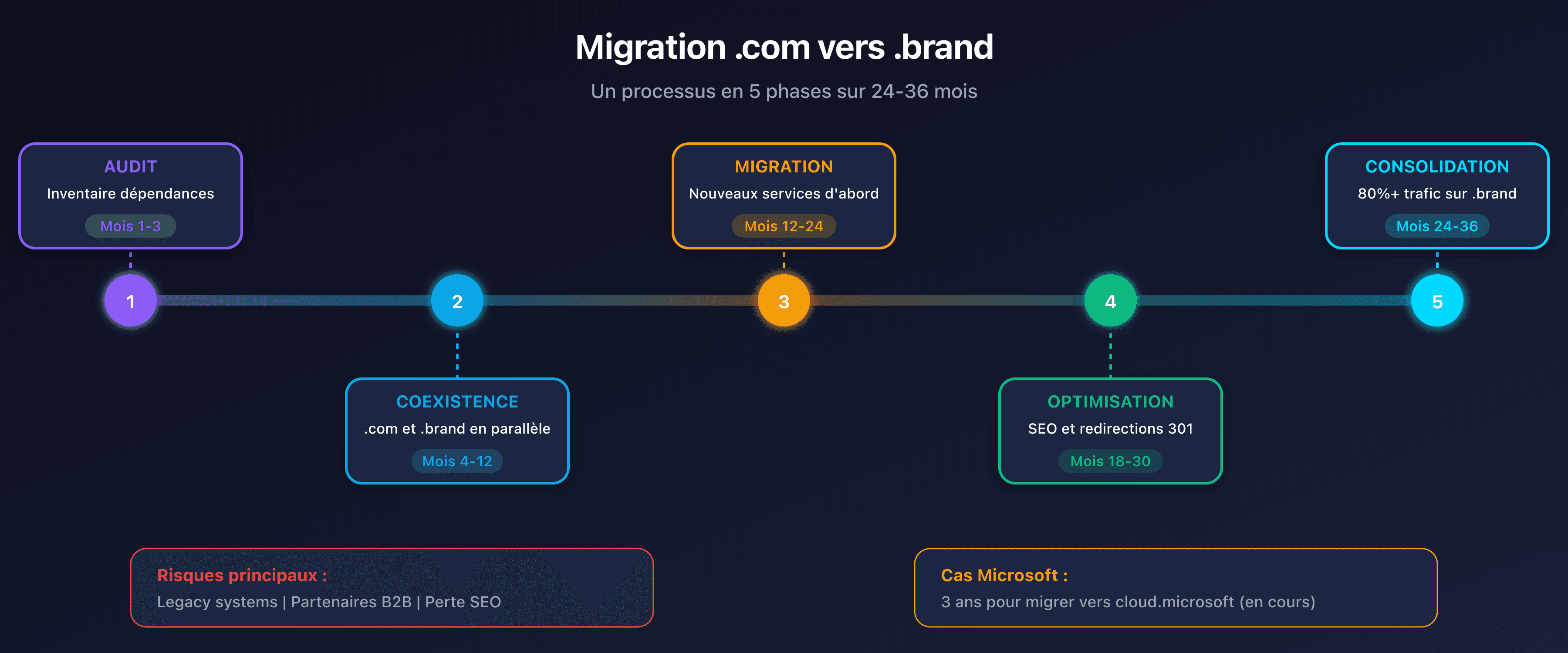 Phases et risques d'une migration vers un .brand TLD