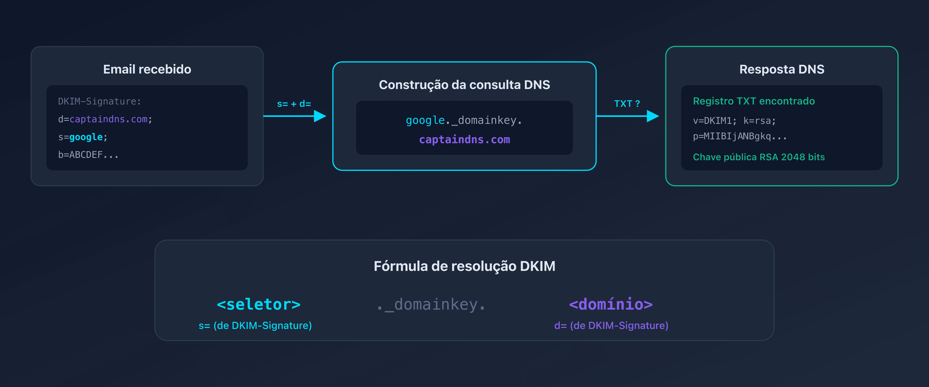 Esquema do funcionamento do seletor DKIM no DNS