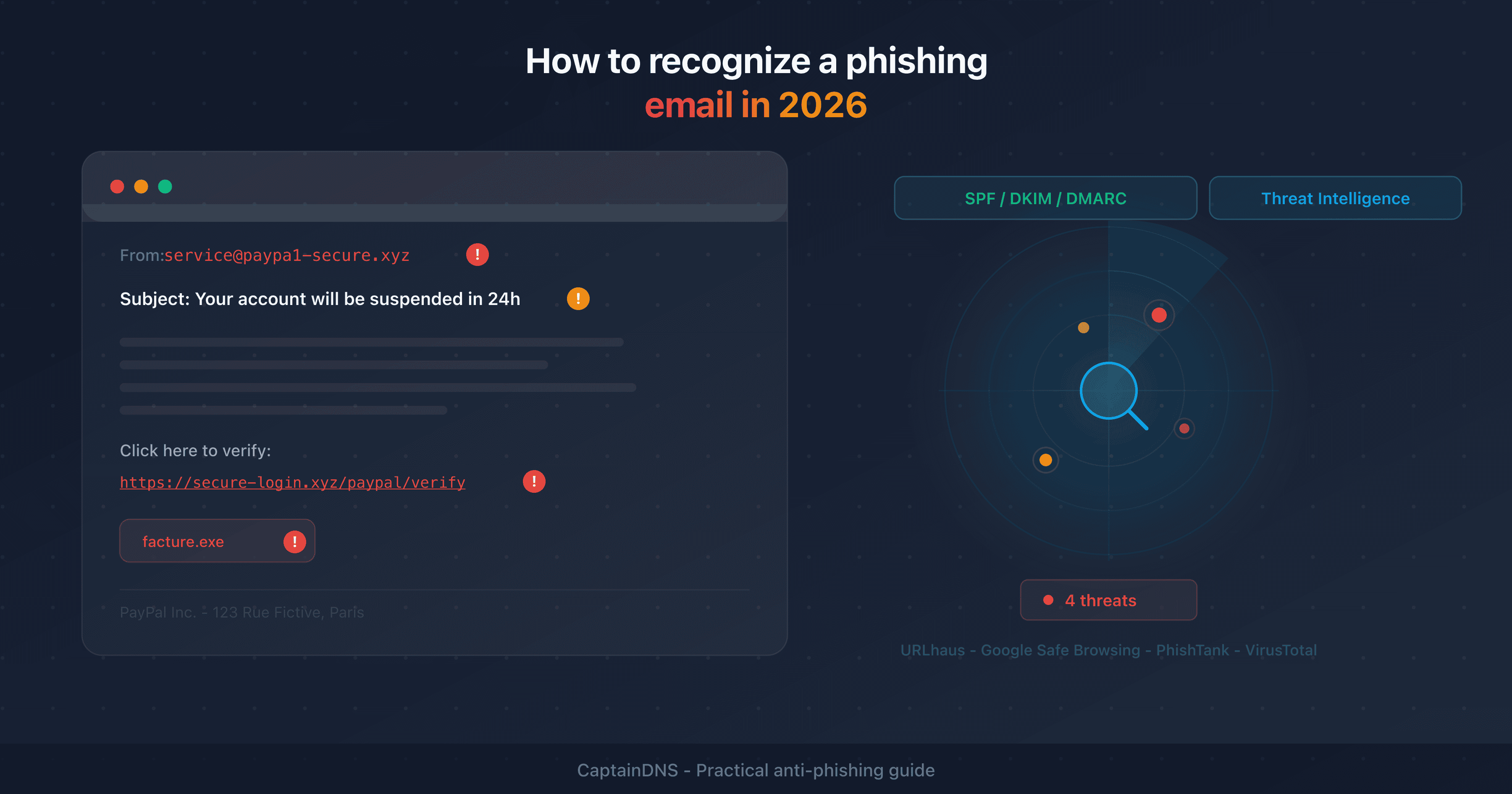Anatomy of a phishing email with annotated warning signs