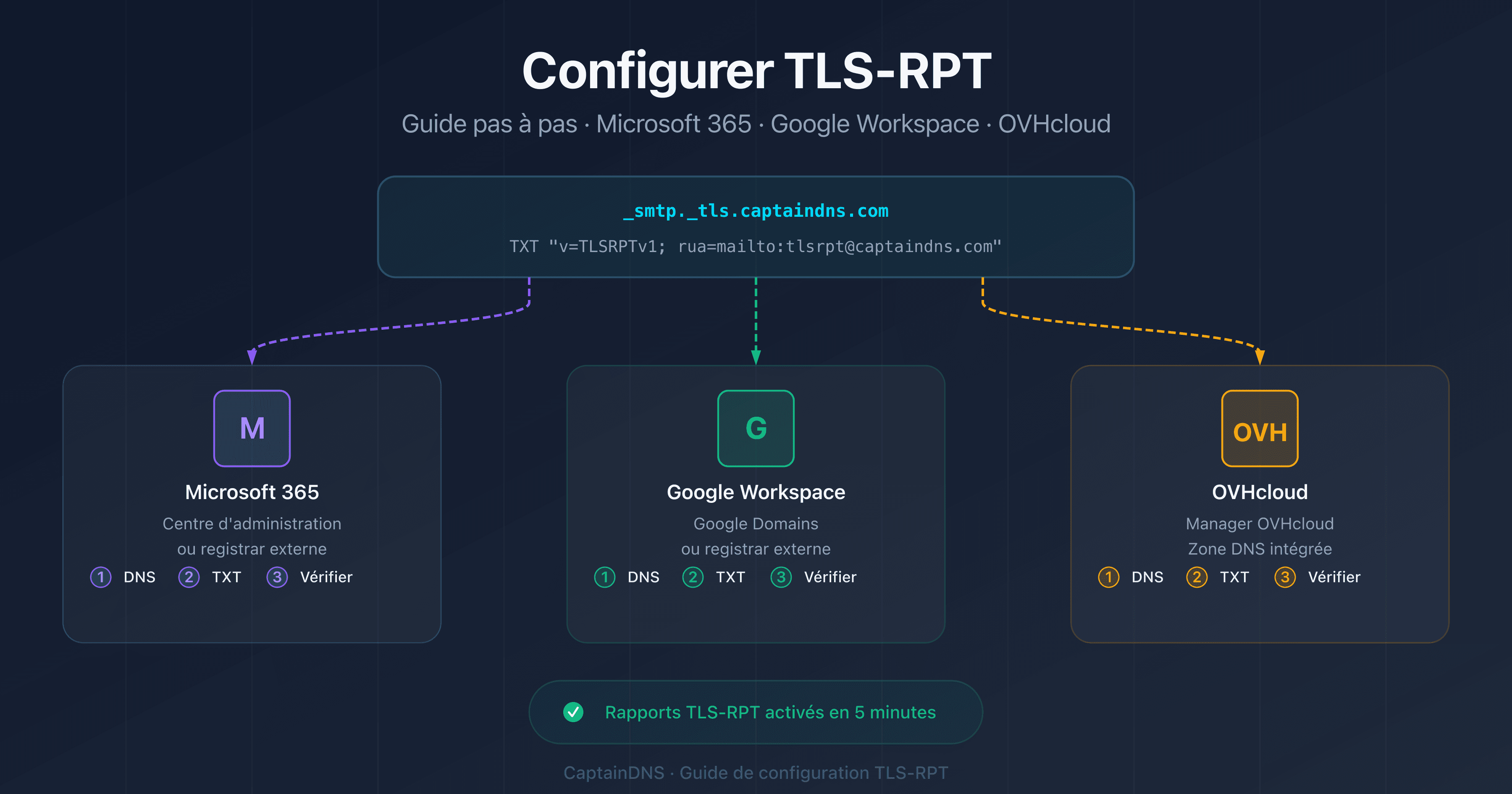 Configurer TLS-RPT sur Microsoft 365, Google Workspace et OVHcloud