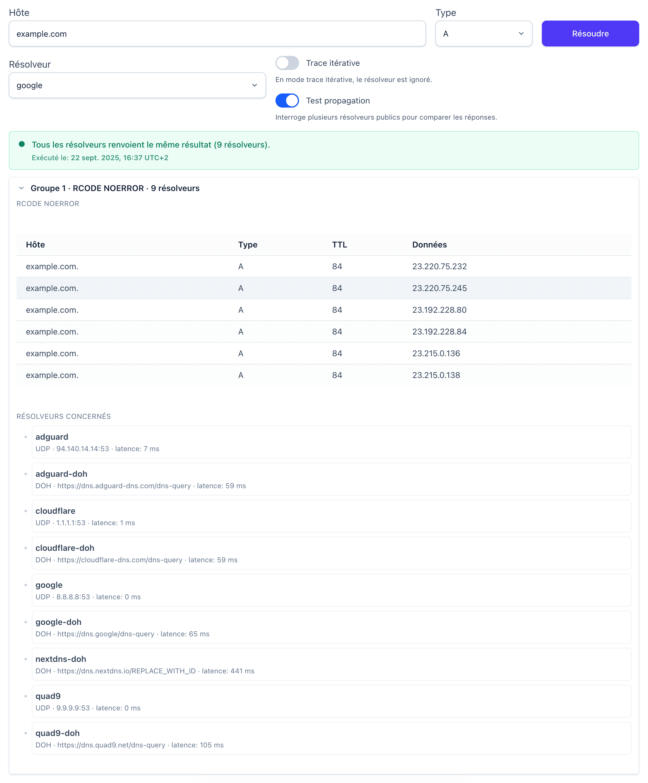 Test propagation screenshot